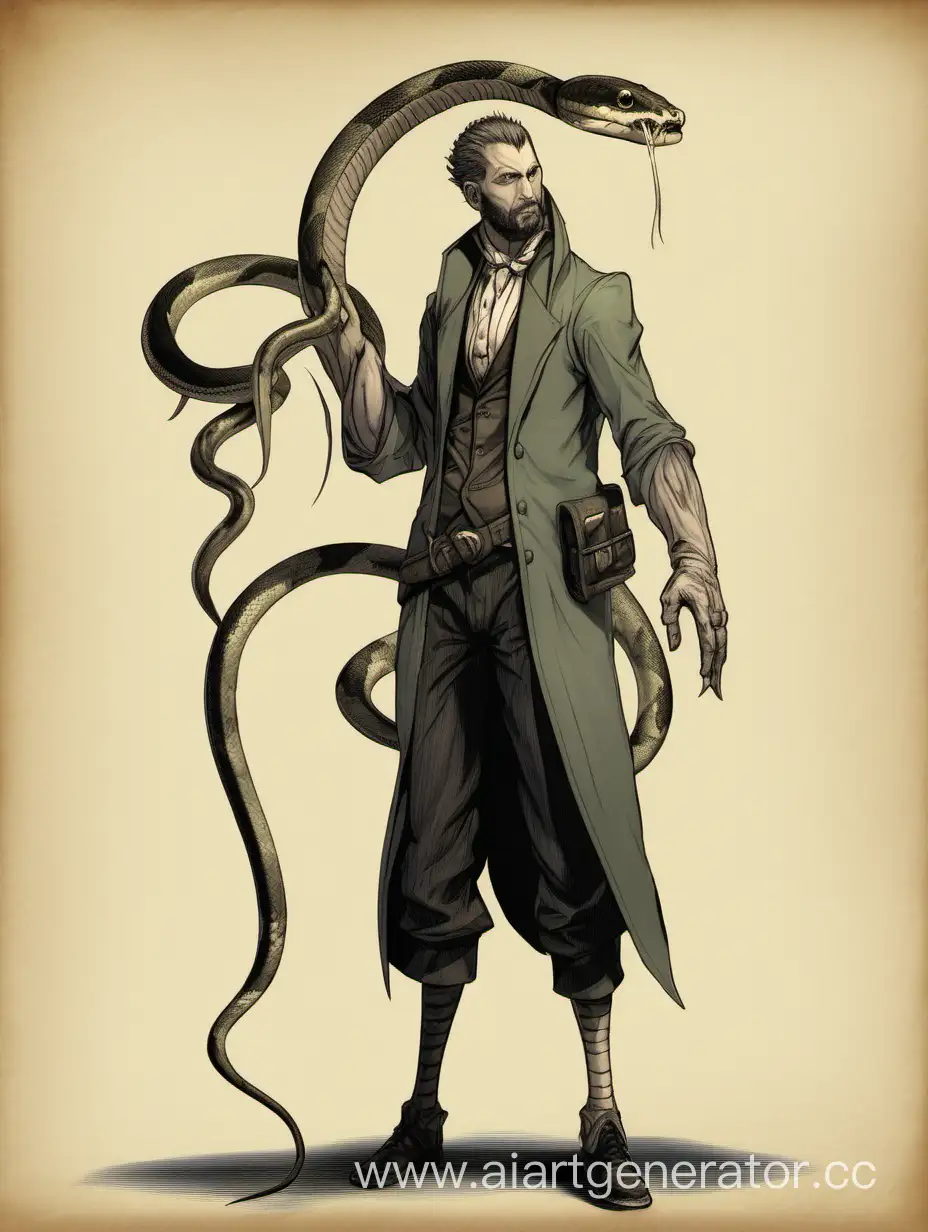 персонаж дел в полный рост с змеиным хвостом вместо ног