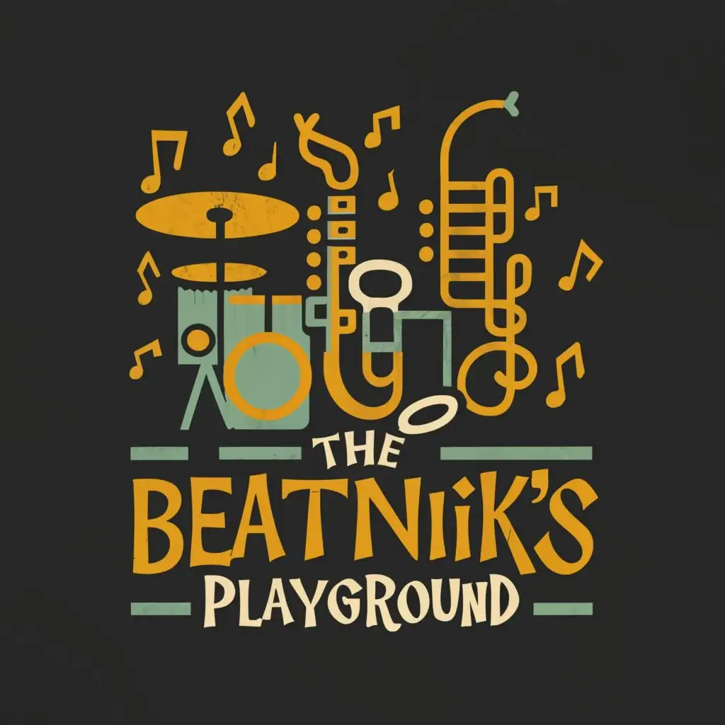 a logo design,with the text The Beatniks Playground, main symbol:collage of musical instruments,Moderate, be used in Entertainment industry, clear background