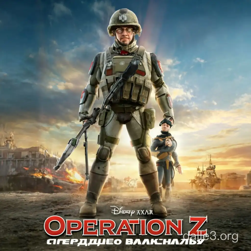 DisneyPixar Cartoon Banner Operation Z Russian Army Theme | Dalle3 AI