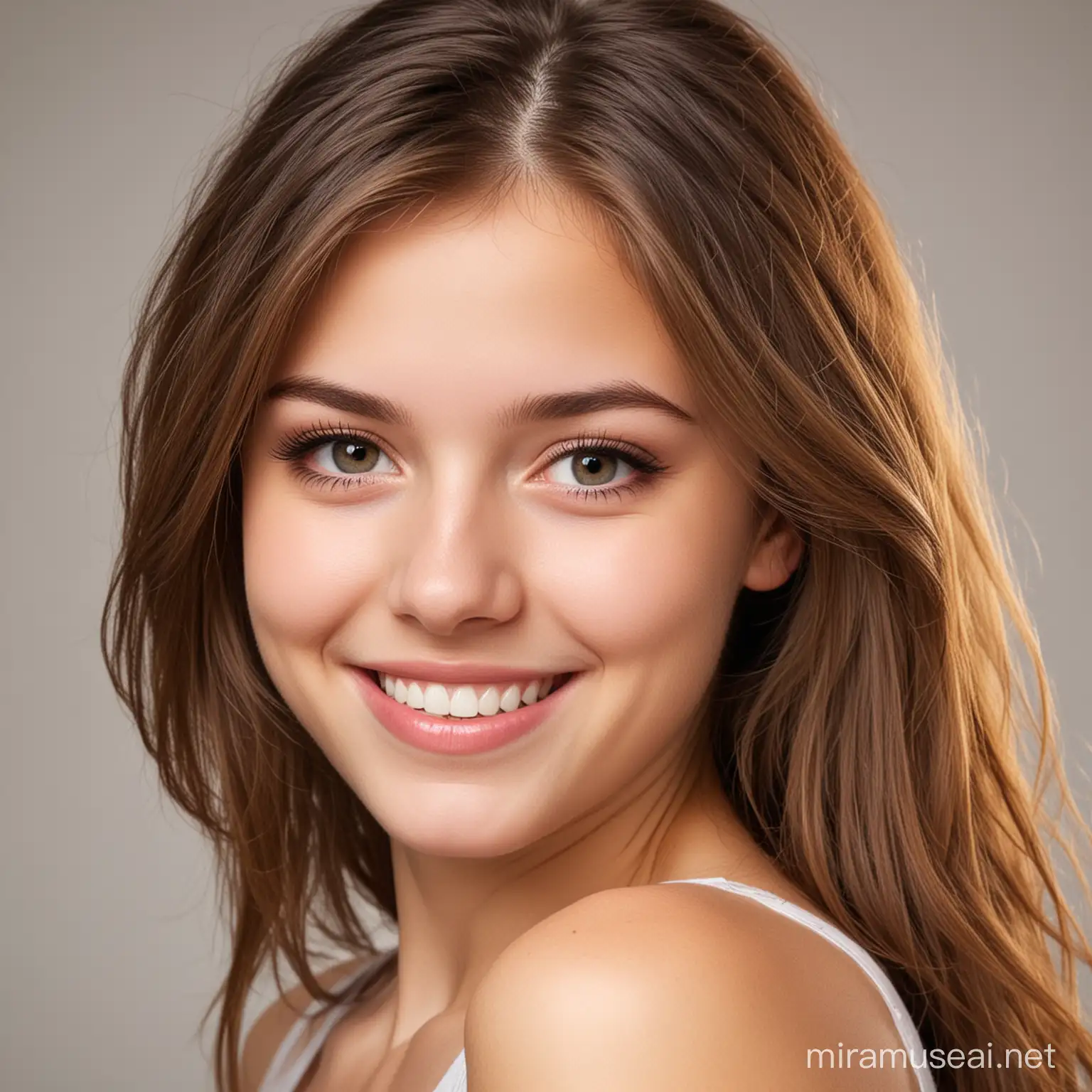 Attractive teen girl, pretty shy smile