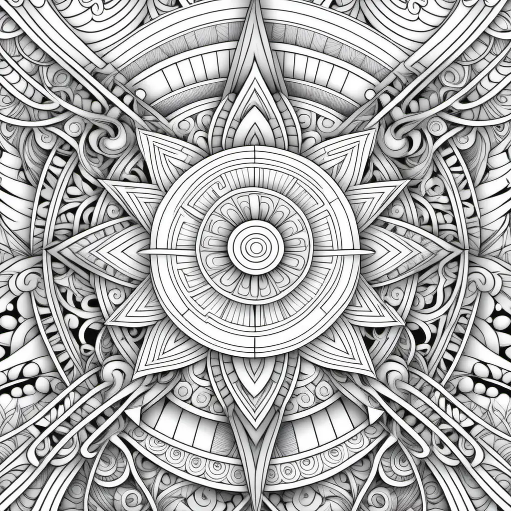 Intricate Overlapping Designs Coloring Page for Adults