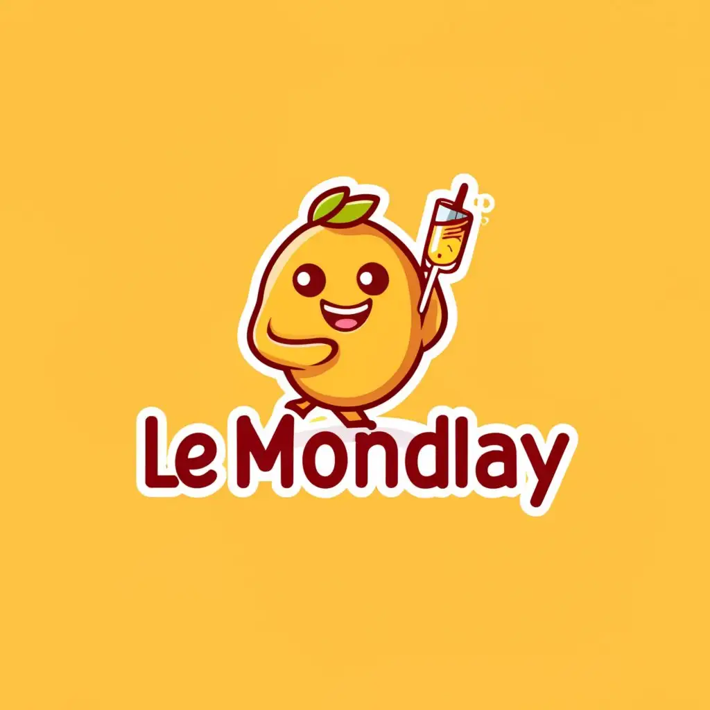 a logo design,with the text "Le Monday", main symbol:Ice lemon tea mascot,Moderate,be used in Restaurant industry,clear background