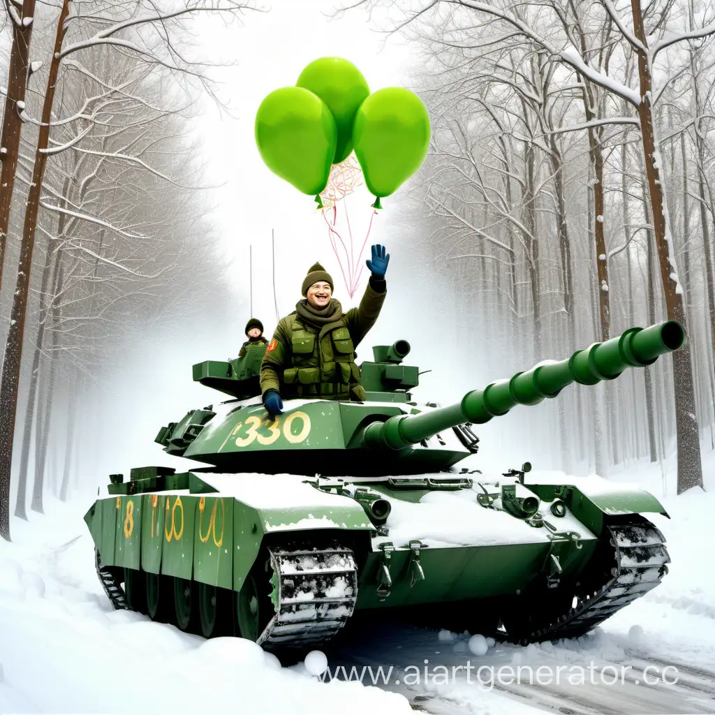 Cheerful-Tankman-Celebrating-23rd-Birthday-in-Winter-Forest