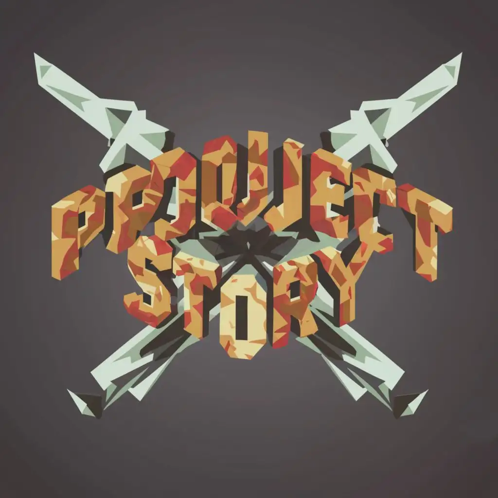 logo, Roblox, Military, low poly, with the text "Project Story", typography