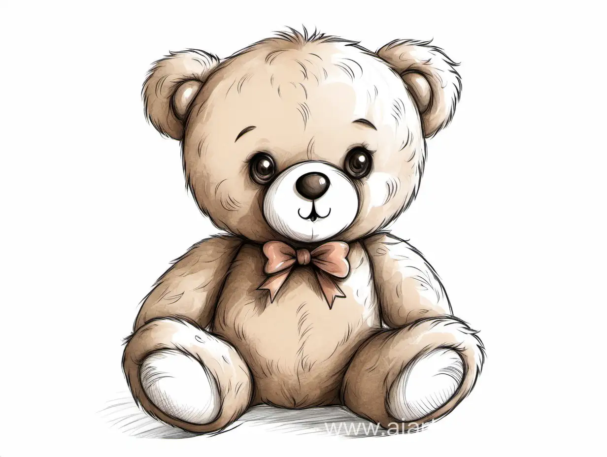 Adorable-Teddy-Bear-Sketch-Charming-Illustration-of-a-Cute-Stuffed-Toy