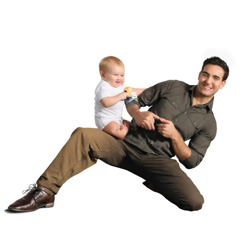 i want to generate a happy man holding  a baby
