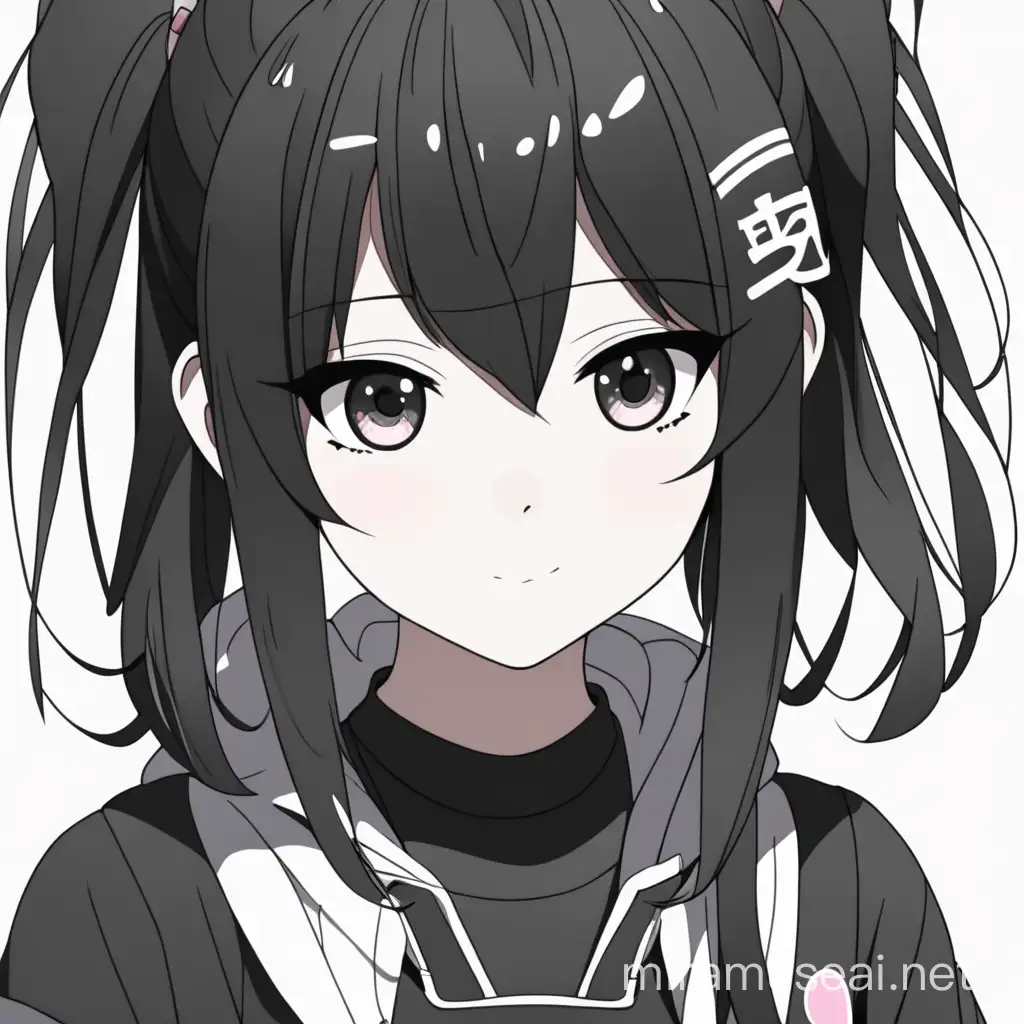 Elegant Anime Girl in Black Attire
