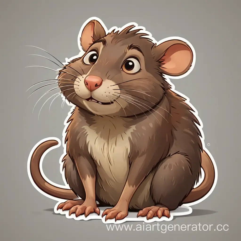 грустная мультяшная крыса коричневого цвета для стикеров