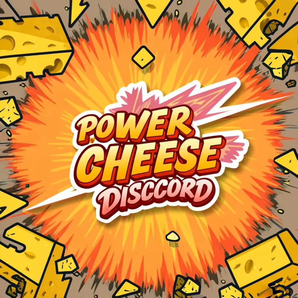 a logo design, with the text 'PoWer Cheese Discord', main symbol: A lightning bolt made of cheese, Moderate, clear background