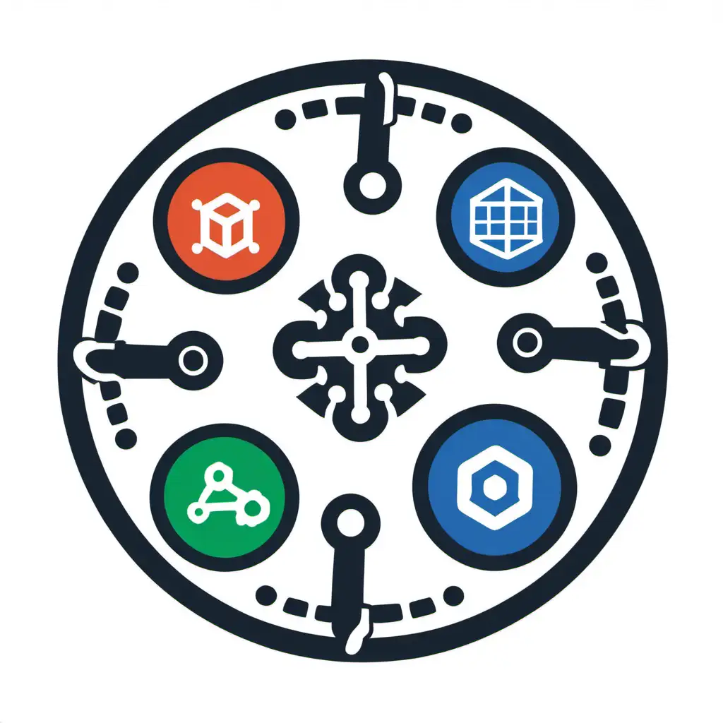 A circular or rectangular GitHub repository logo that contains no text, words or phrases and combines: Kubernetes, ArgoCD and GitOps. Generate 10 options.