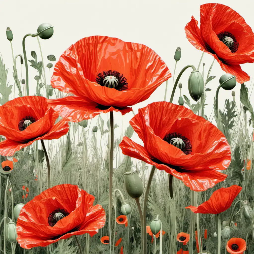 Vibrant Poppy Flower Collage with Intricate 2024 Colors