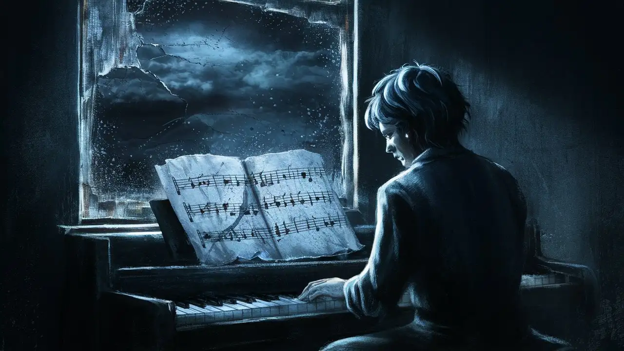 Ethereal Melancholy A Poetic Farewell Captured in Piano Keys