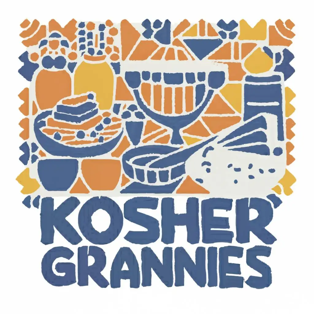 LOGO-Design-For-Kosher-Grannies-Warm-Yellow-Blue-Palette-with-Portuguese-Tile-Motif-and-Typography