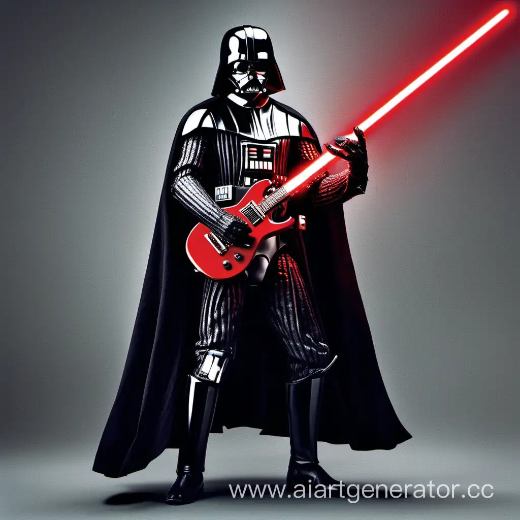 Дарт Вейдер держит в руках гитару красного света