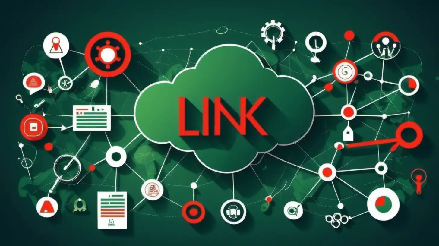 SEO Basics: Navigating The World Of Link Indexing For Beginners

do not use any words or writing, I just need idea through illustrations

the background of theme website should be dark red and green