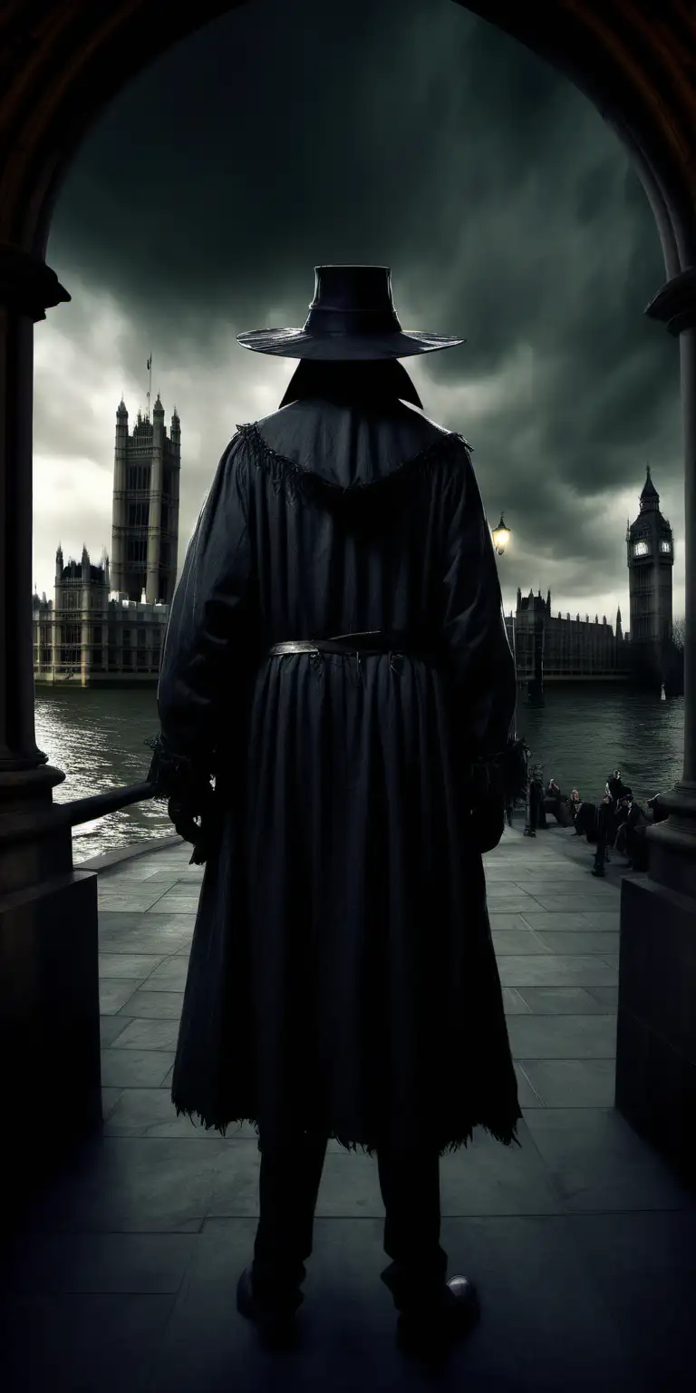 Guy Fawkes Contemplating the Houses of Parliament