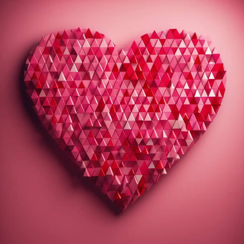 Contemporary Pink and Red Triangle Heart Art