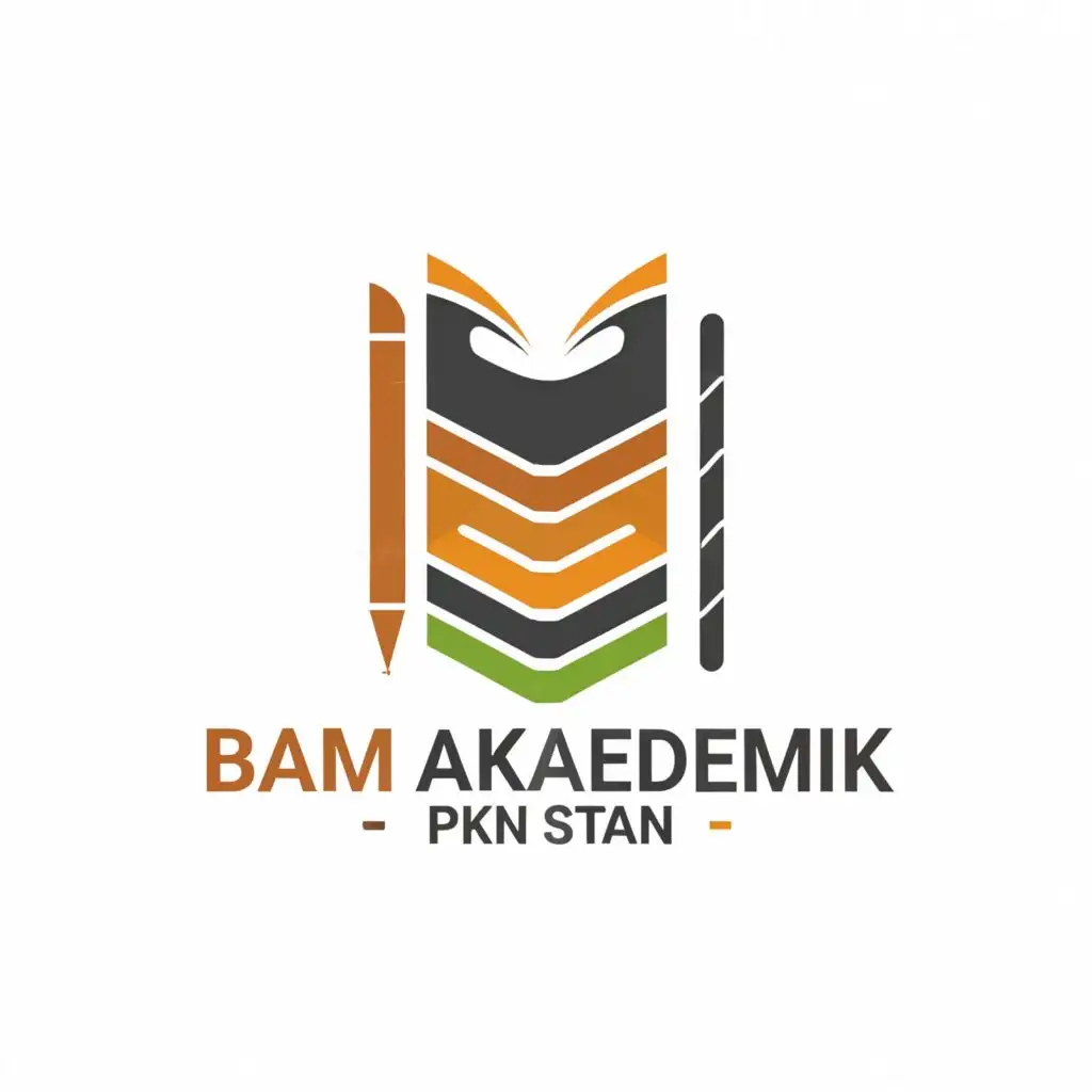 a logo design,with the text "BAM Akademik PKN STAN", main symbol:book and letter A and the ruler,Moderate,be used in Education industry,clear background
