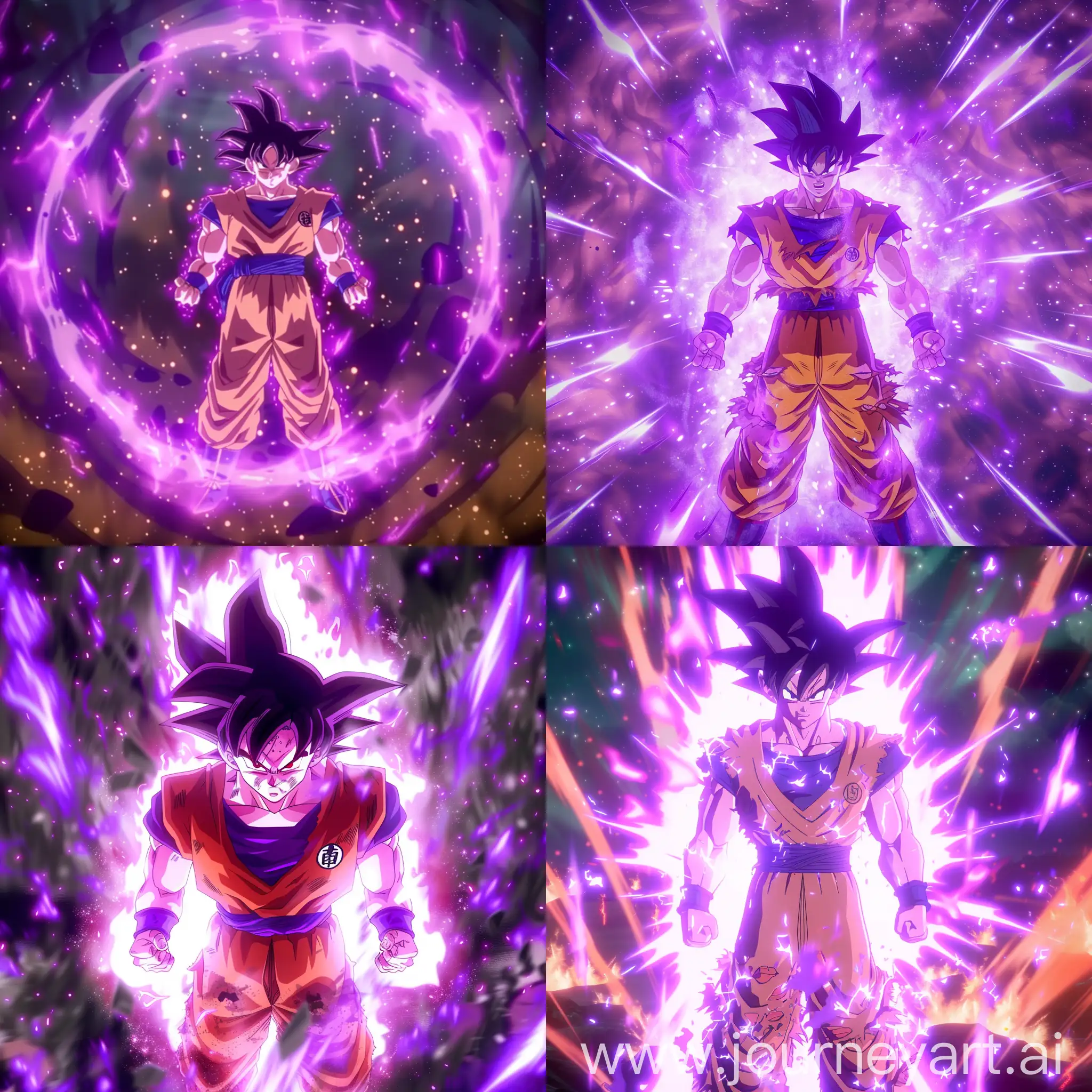 Goku surrounded by purple aura