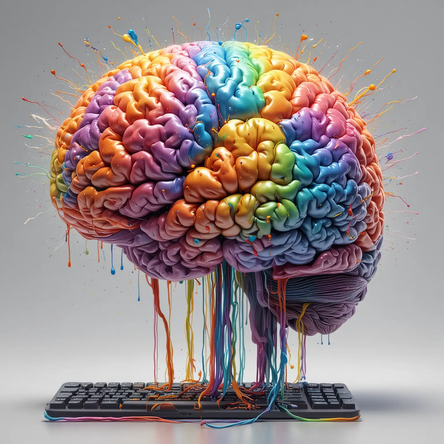 A painting of a brain on it, rainbow, brain connected to computer, colorful melting human head, neurograph, aruze colour aura, concept art-h 640, affinity photo, trending on arstation w- 1024, colourful 4k hd, brain city art, electric brainstorm, trending on mentalray 