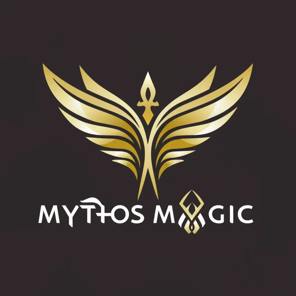 a logo design,with the text "Mythos Magic", main symbol:wing,Moderate,be used in Travel industry,clear background