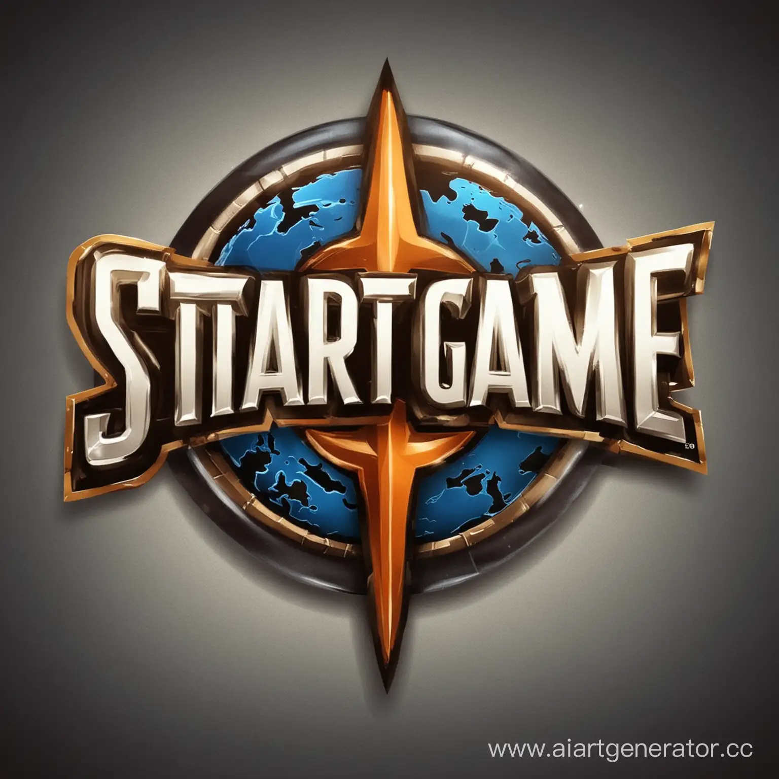 Создай логотип для информационного новостного игрового сайта "StartGame", где будет надпись "StartGame nws"
