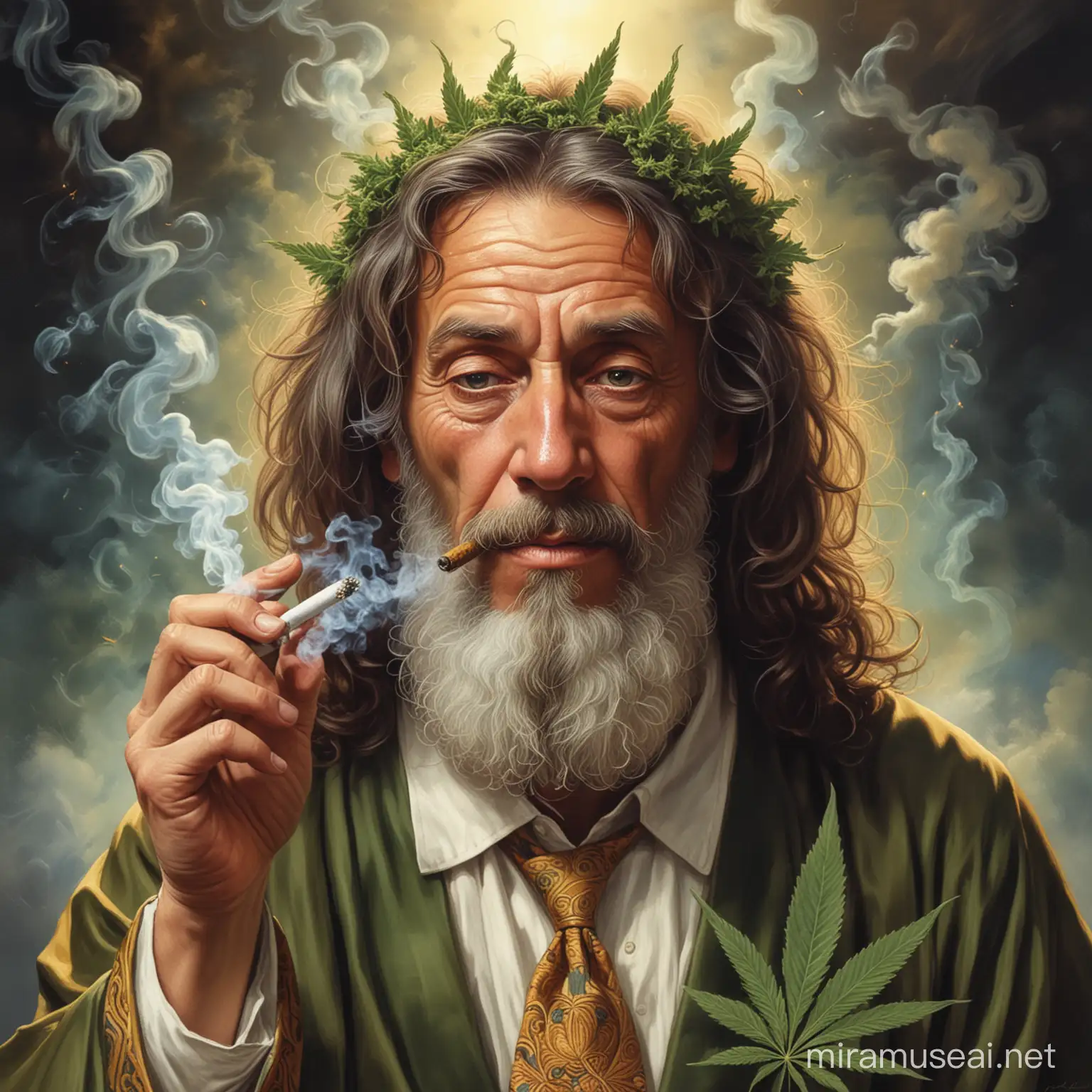 Sovereign Serenity A Lord Engaging in Cannabis Consumption