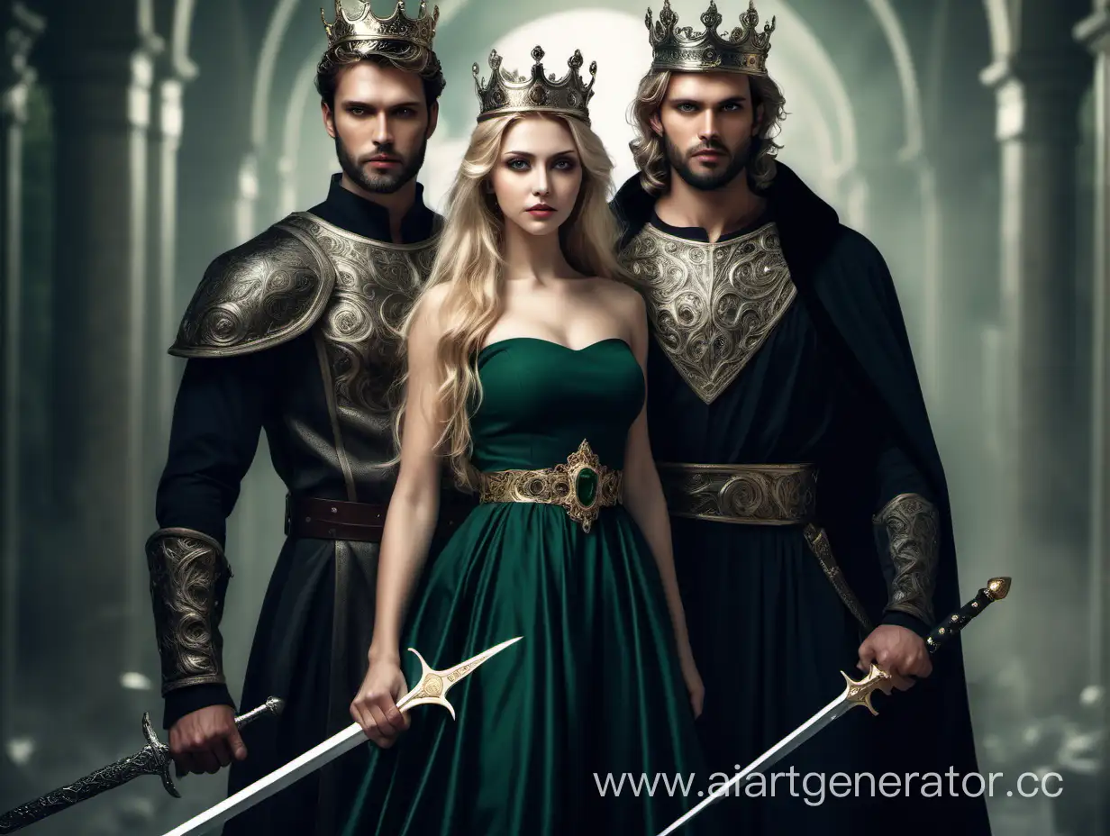 Regal-Blonde-Girl-with-Sword-and-Charismatic-King-in-Luxurious-Attire