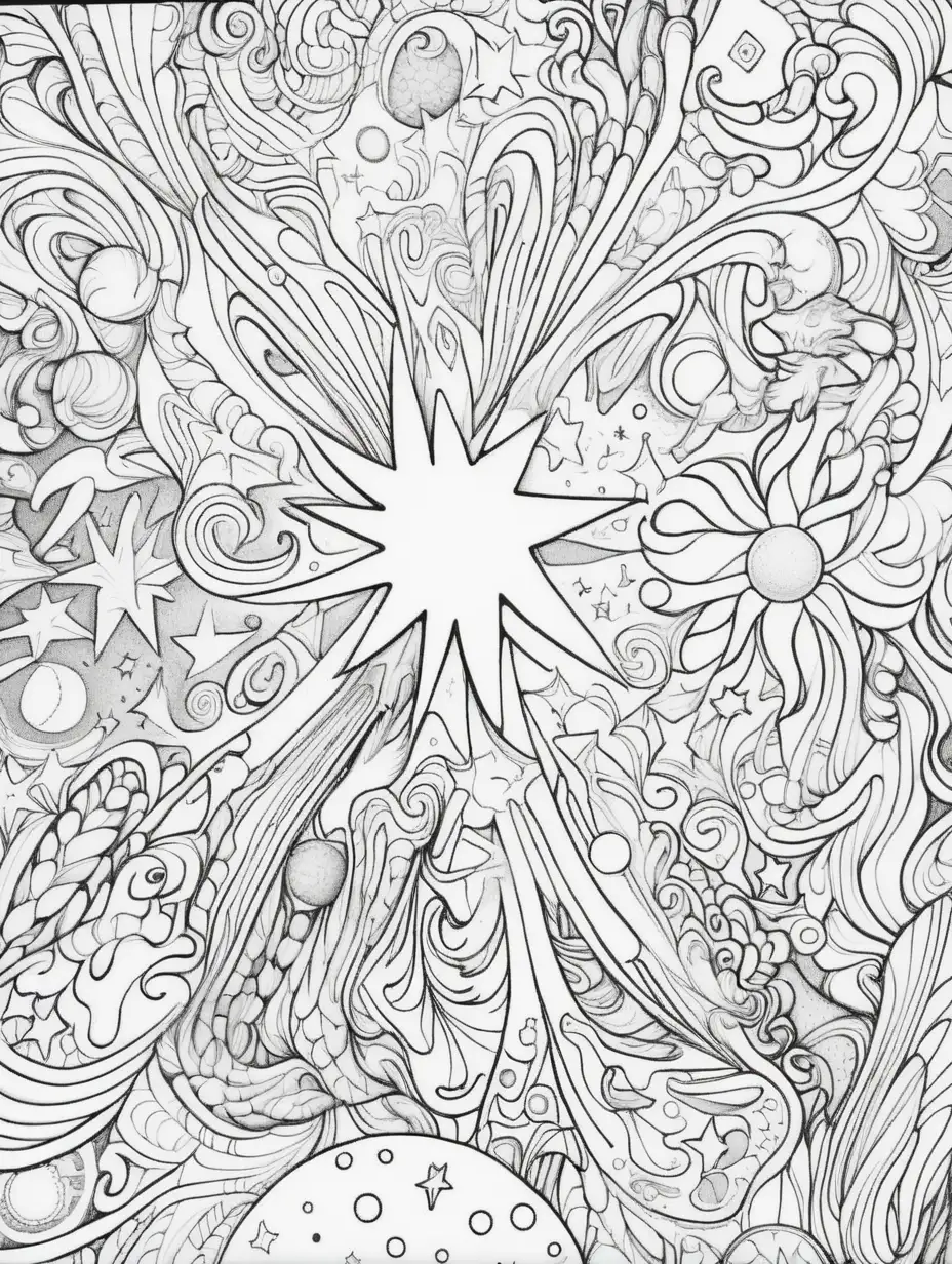 Coloring book pages  Galaxies and stars