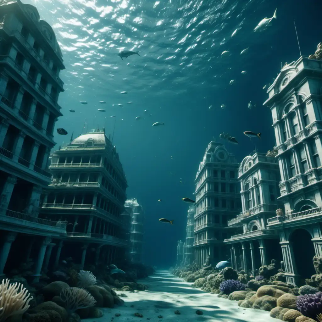 underwater city. ultra realistic, 8k , very detailed.