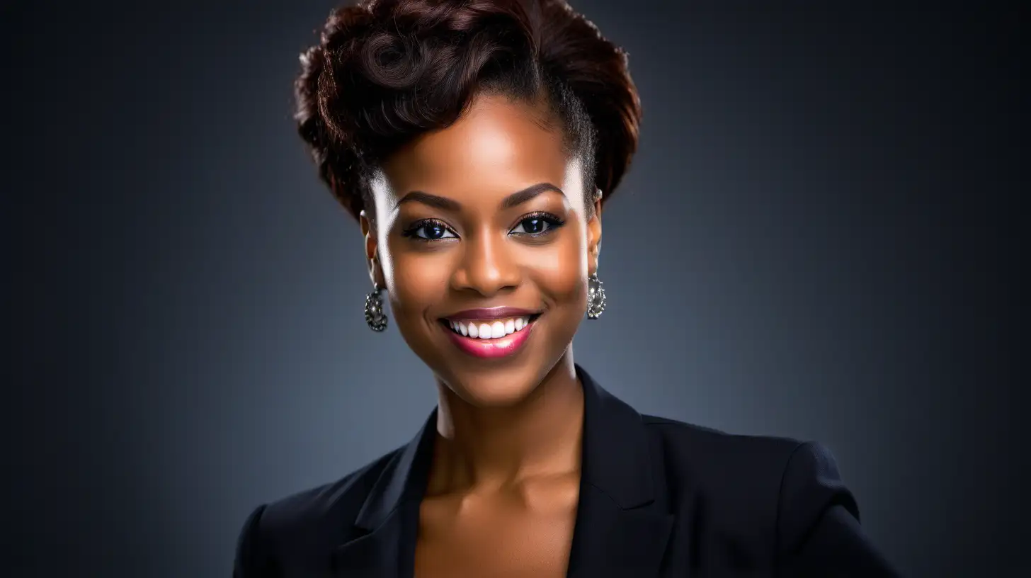 In the professional headshot, a poised black woman commands attention with her confident gaze and radiant smile. Her immaculate appearance exudes professionalism, with stylish attire complementing her strong yet approachable demeanor. Against a neutral backdrop, her essence shines through, conveying competence, determination, and grace. The photographer skillfully captures her essence, creating an image that resonates with strength and sophistication.