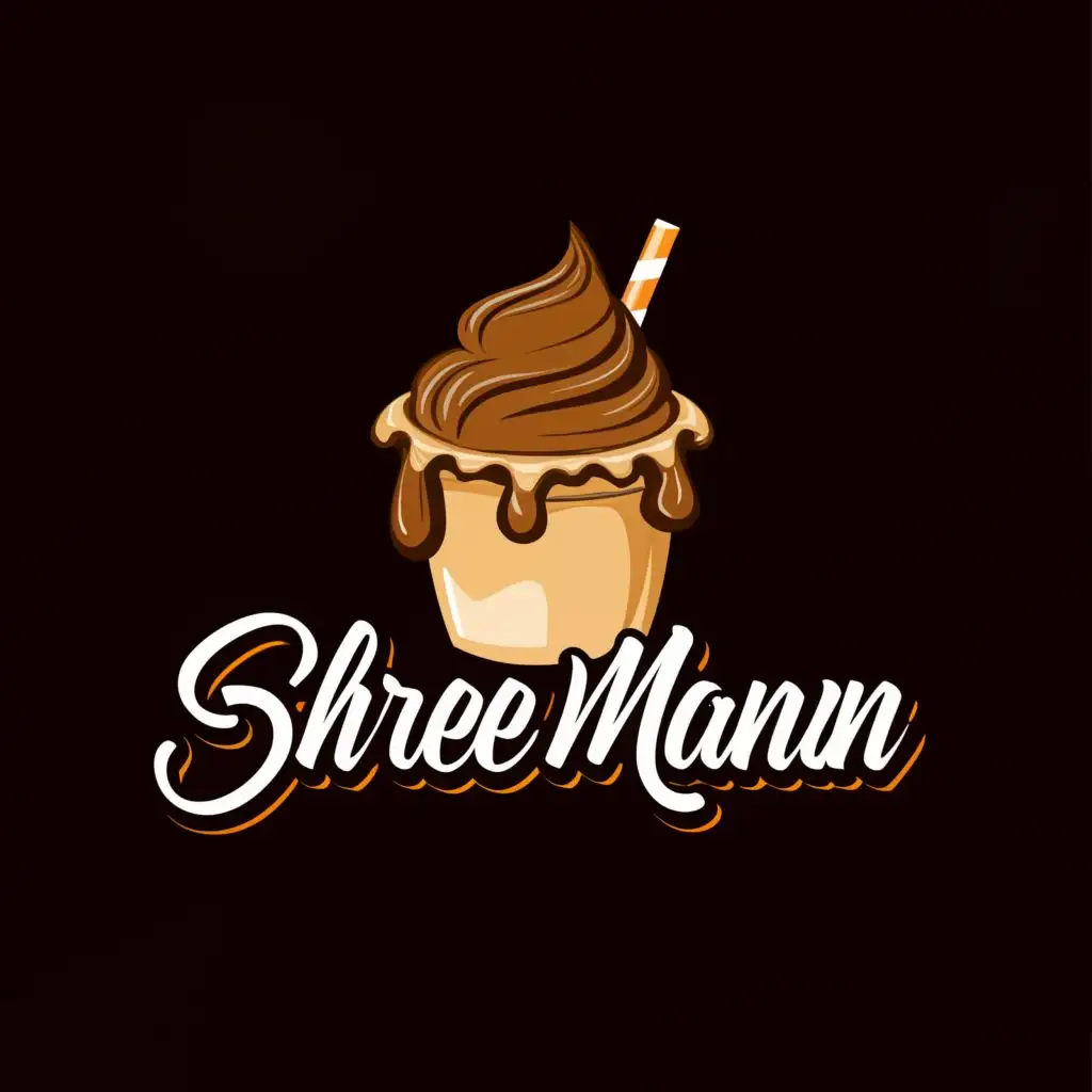 logo, ice crem symbol, with the text "shree mann", typography