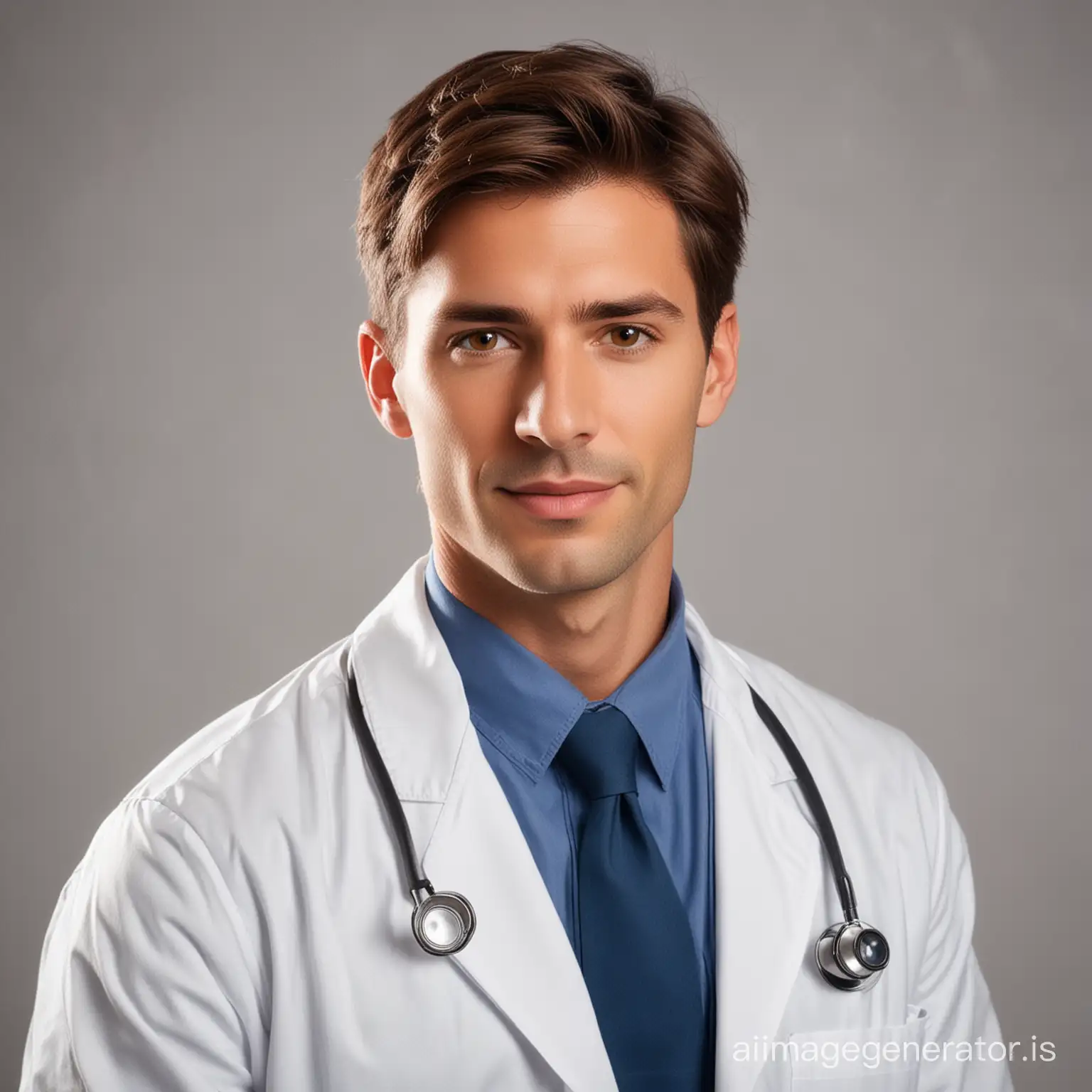 Confident-BrownHaired-Male-Doctor-in-Professional-Attire