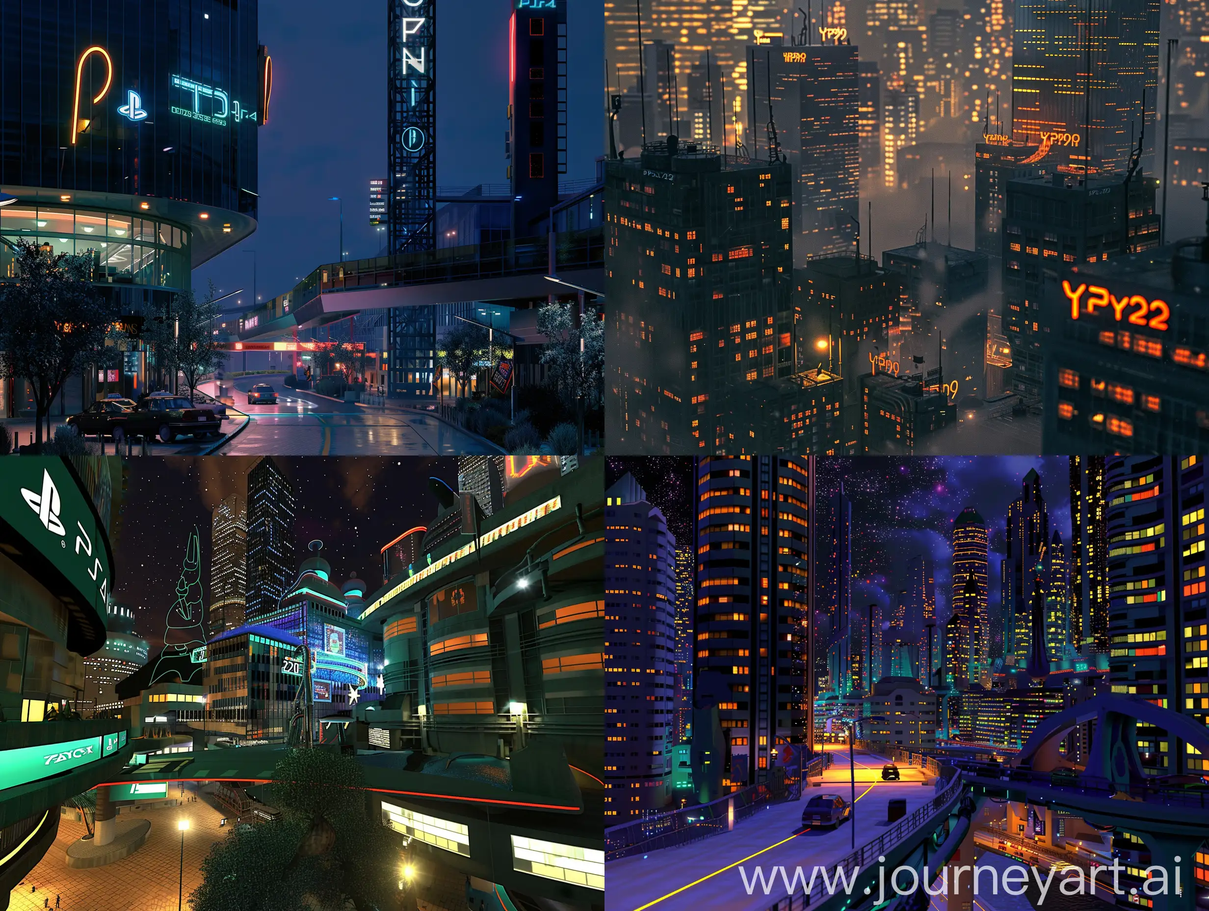 Futuristic-Cityscape-Render-in-Retro-PlayStation-2-Style-at-Night