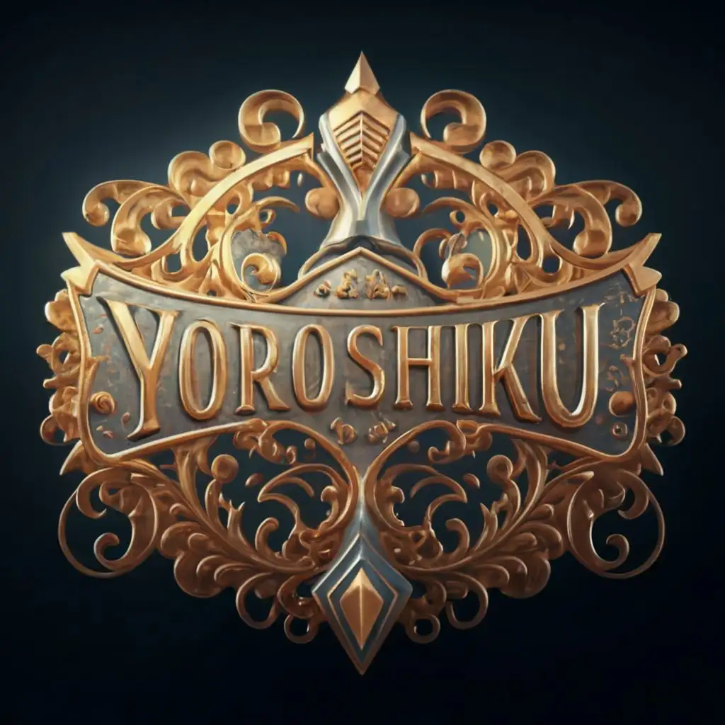 logo, clean sign logo with wording: "YOROSHIKU", --no nice to meet you, 3d render, typography, majestic, fantasy, intricate, elegant, realistic proportions, highly detailed, dark fantasy, photo, cinematic, transparent background, HQ, concept art, ray tracing, smooth, sharp focus, cinematic lighting, illustration, intricate background, Epic Cinematic Text Effect, creative logo design art, logo by Tomasz Biernat, with the text "Nice to meet you.", typography