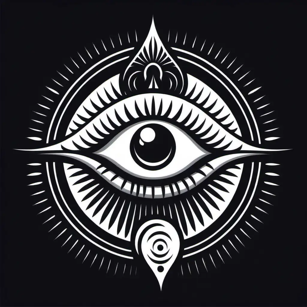 Abstract Third Eye Logo in Japandi Style Black and White Vector Design