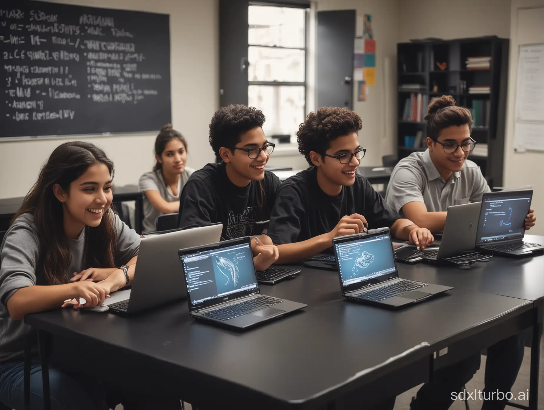 Dynamic-Latino-High-School-Students-Engaged-in-Python-Coding-Class