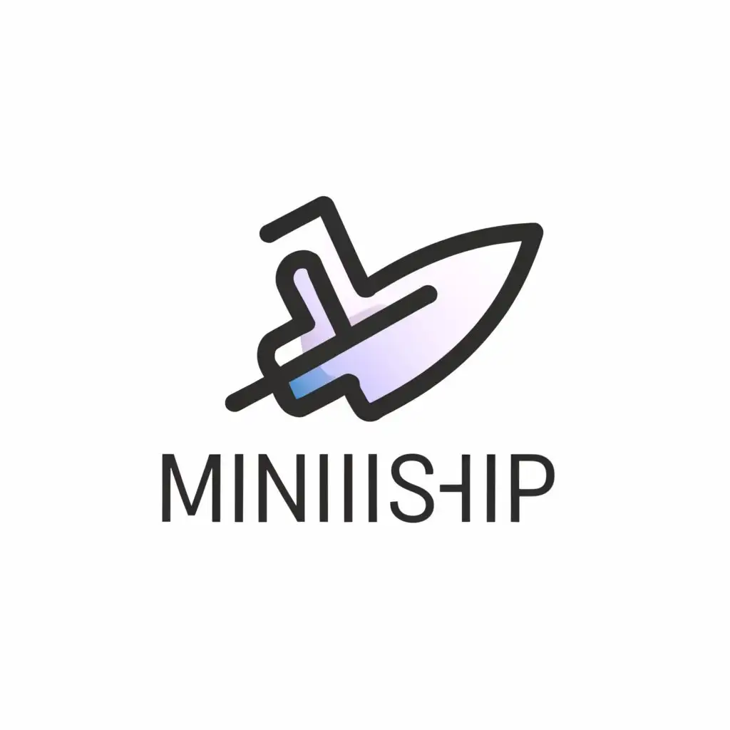 a logo design,with the text "MINISHIP", main symbol:Please draw a logo like spaceship on the water，the spaceship is look like a boat，seems to flying to the sky.,Minimalistic,be used in Internet industry,clear background