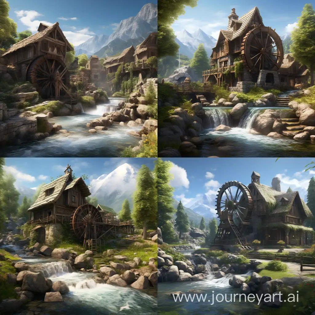 Mountain-Water-Mills-with-Wooden-Structures
