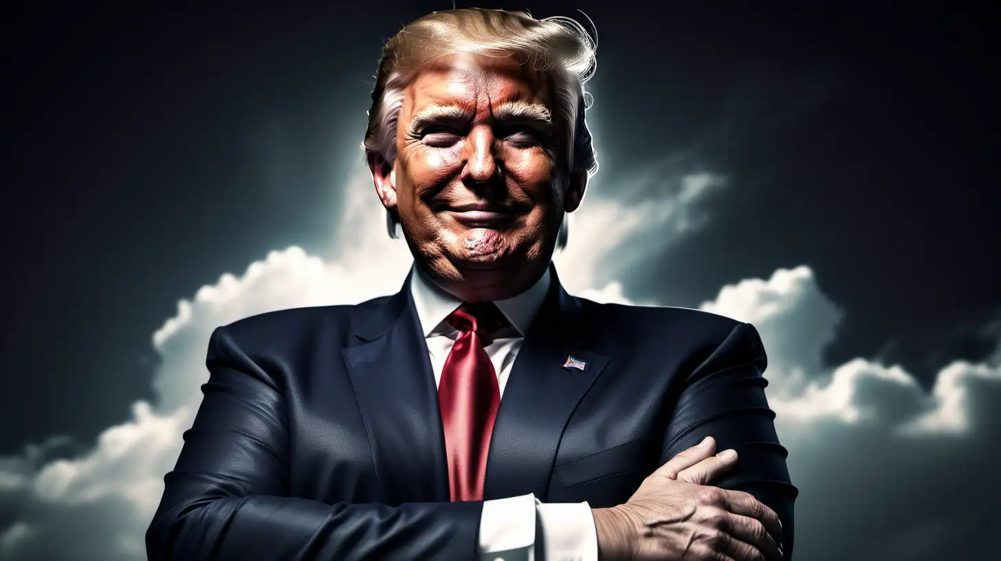 Donald Trump Fantasy Portrait Smiling Leader with Crossed Arms