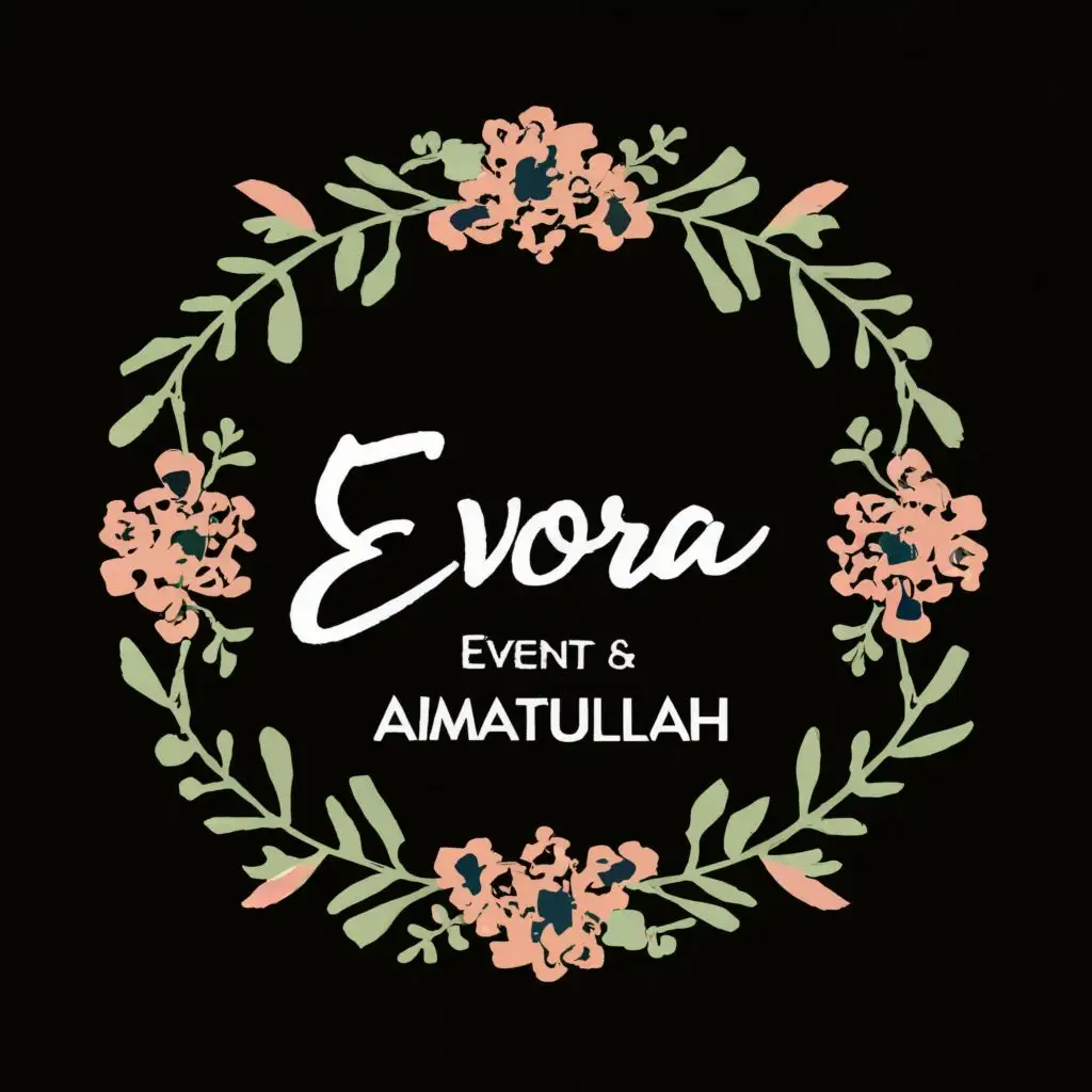 logo, Timeless Elegance, Enchanting Florals, with the text "Evora Events By Amatullah", typography, be used in Events industry