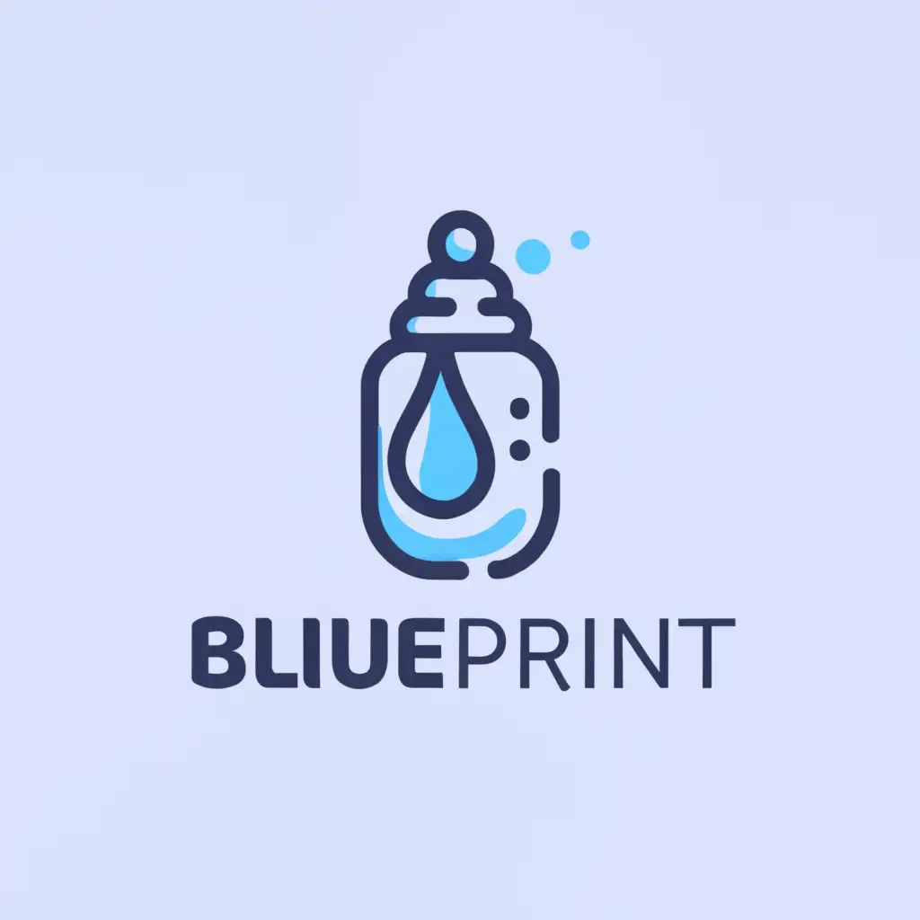 a logo design,with the text "Blue Print", main symbol:Baby bottle,Moderate,clear background