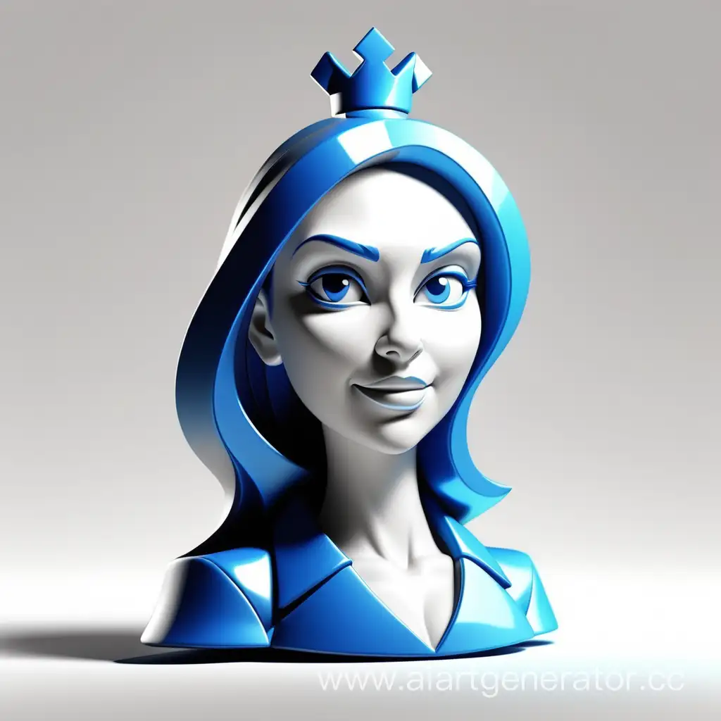 Simple logo of a 3D shining business woman, made of a chess.