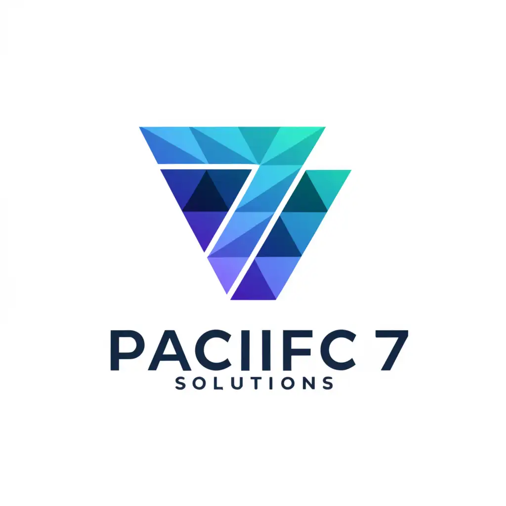 LOGO-Design-For-Pacific-7-Solutions-Dynamic-7Sided-Polygon-Emblem-in-Blue-Shades
