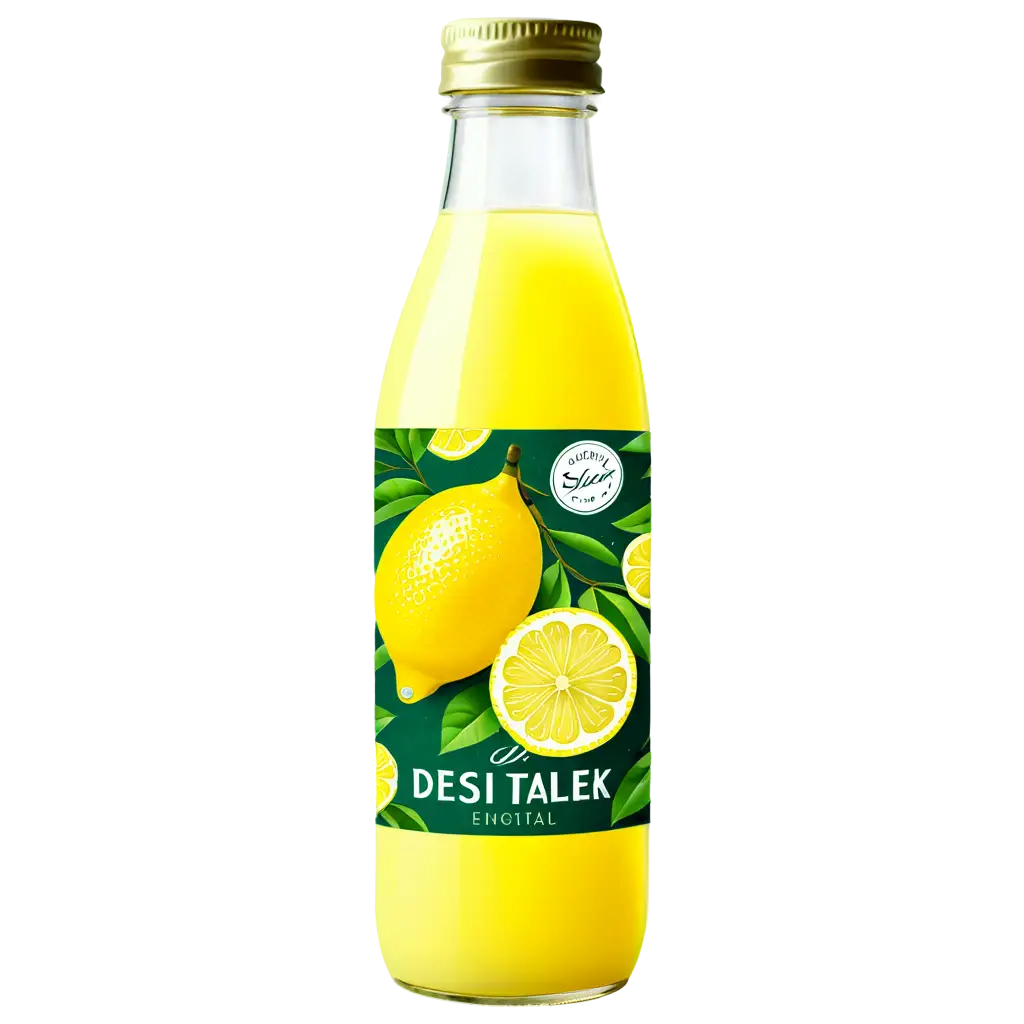 A lemon beverage with desi twist in 160ml plastic bottle with beautiful full sleeve label in a vintage royal look
