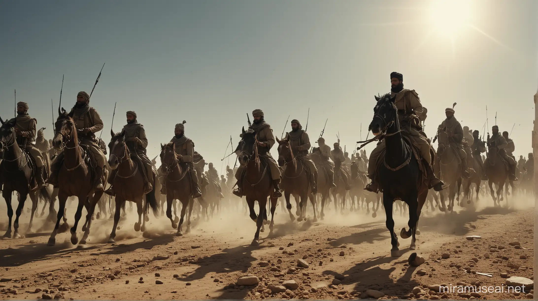 Epic Battle Scene 30000 Muslim Soldiers Led by Three Strong Islamic Warriors in Jihad