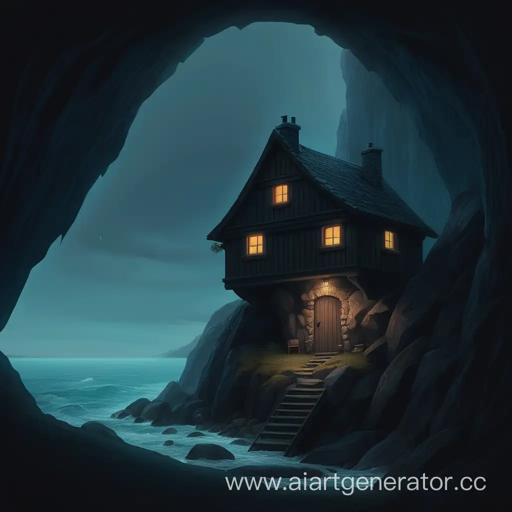 Cozy-House-at-the-Edge-of-the-World-in-a-Dark-Cave