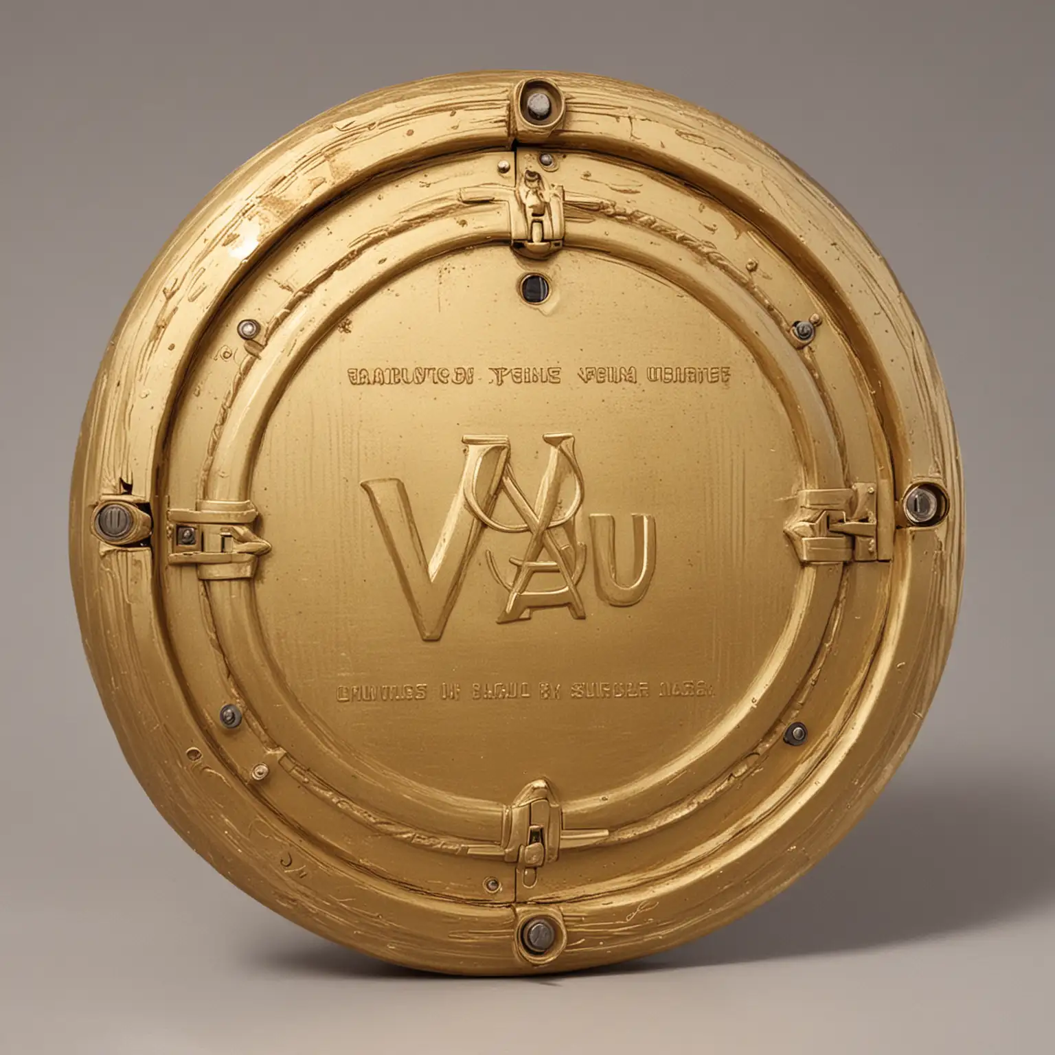 Направи златен кръгъл сейф с надпис VAU