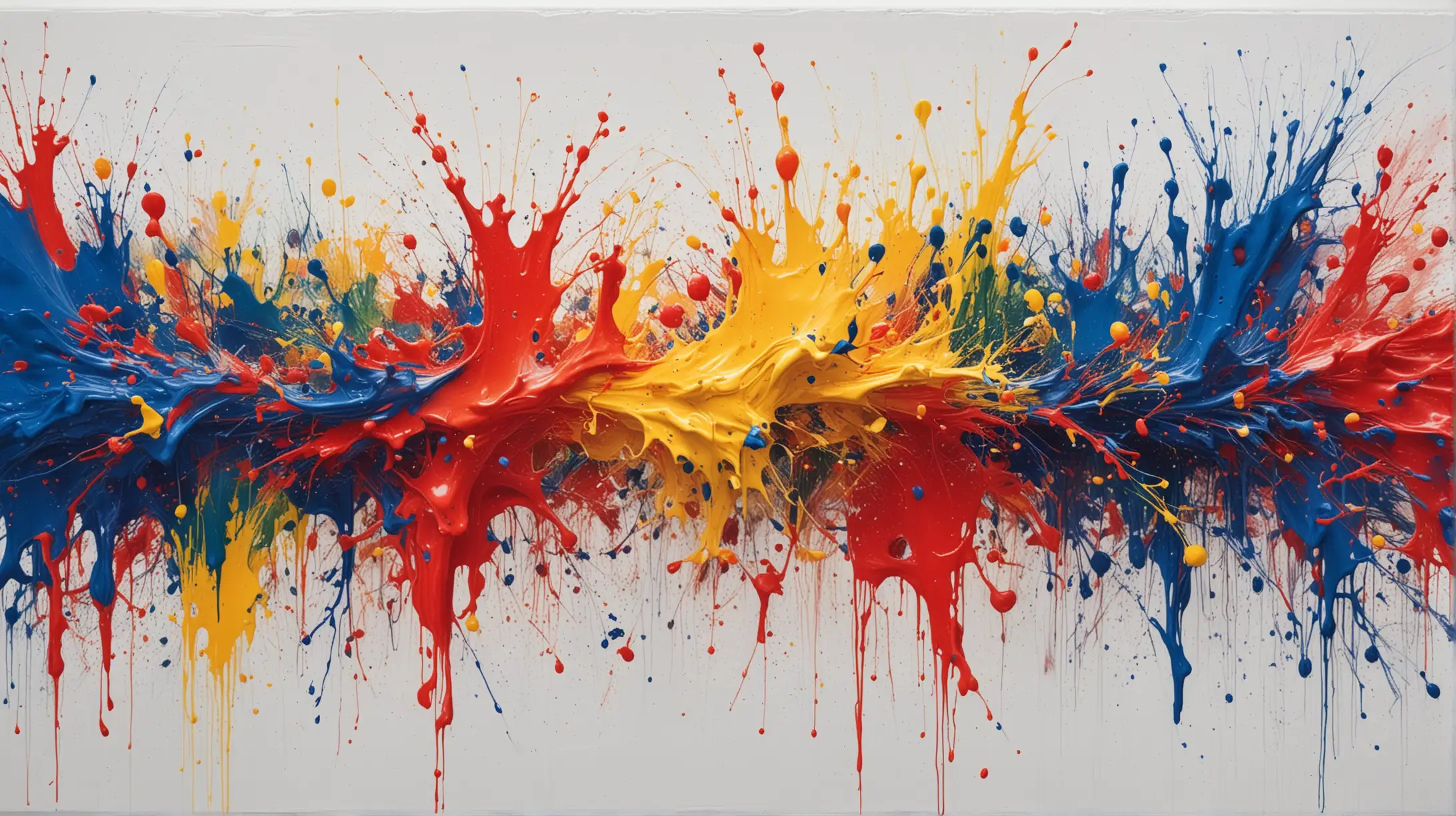 abstract splashes of primary colors of paint on a white surface in the style of gerhard richter
