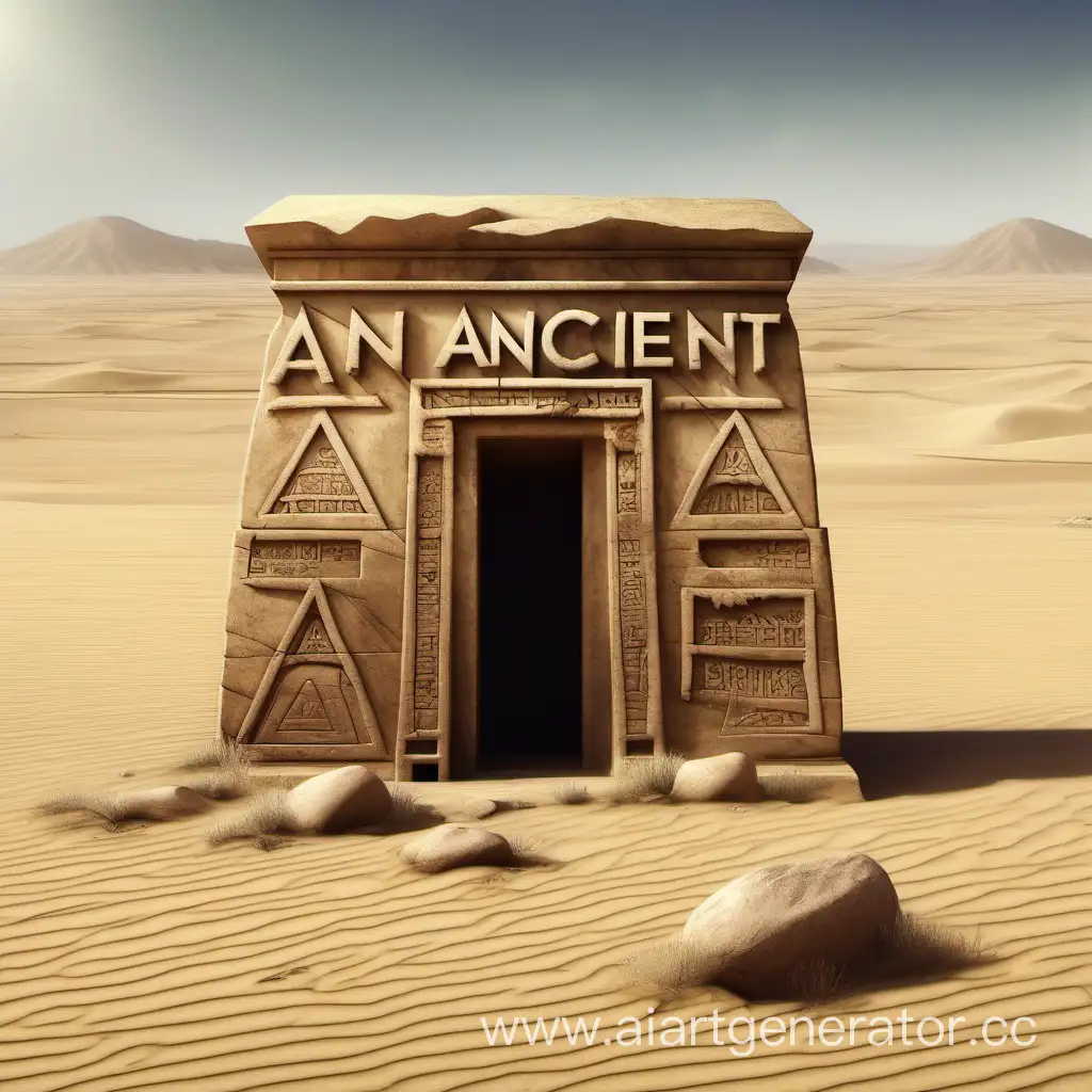 Надпись в пустынном стиле "An Ancient Tomb" посередине и пустыня на заднем плане